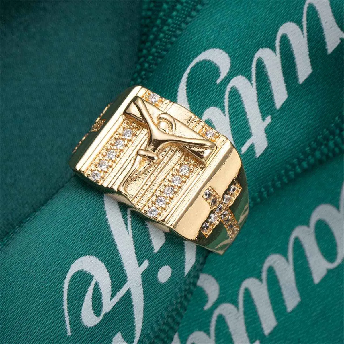 Cubic Zirconia & Goldtone Cross Ring sold by Zulily