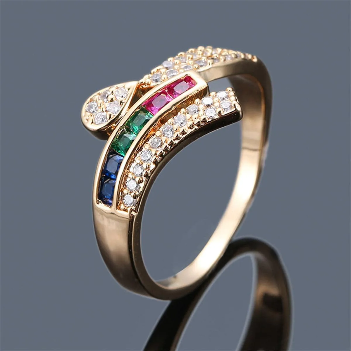 Rainbow Crystal & Cubic Zirconia Teardrop Ring sold by Zulily product image thumbnail 4