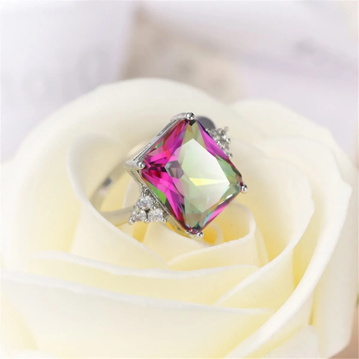 Jewel-Tone Crystal & Cubic Zirconia Silvertone Princess-Cut Ring sold by Zulily product image thumbnail 4