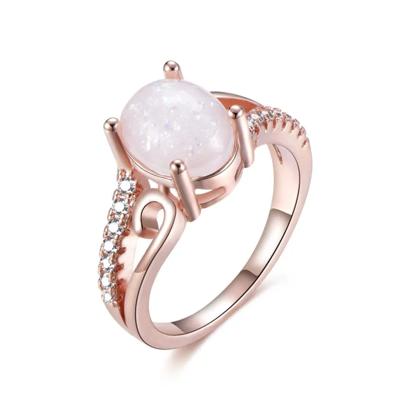 White Opal & Rose Goldtone Promise Ring made by Zulily