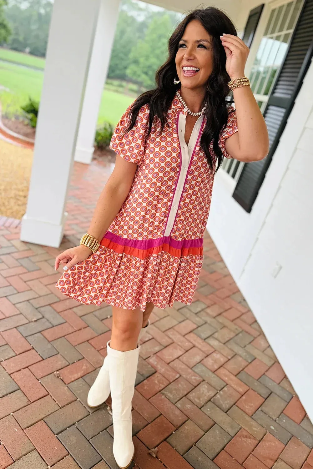 Stella B. Clothing Tatum Geometric Ruffle Spring Dress sold by Zulily product image thumbnail 2