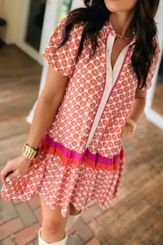 Stella B. Clothing Tatum Geometric Ruffle Spring Dress made by Zulily