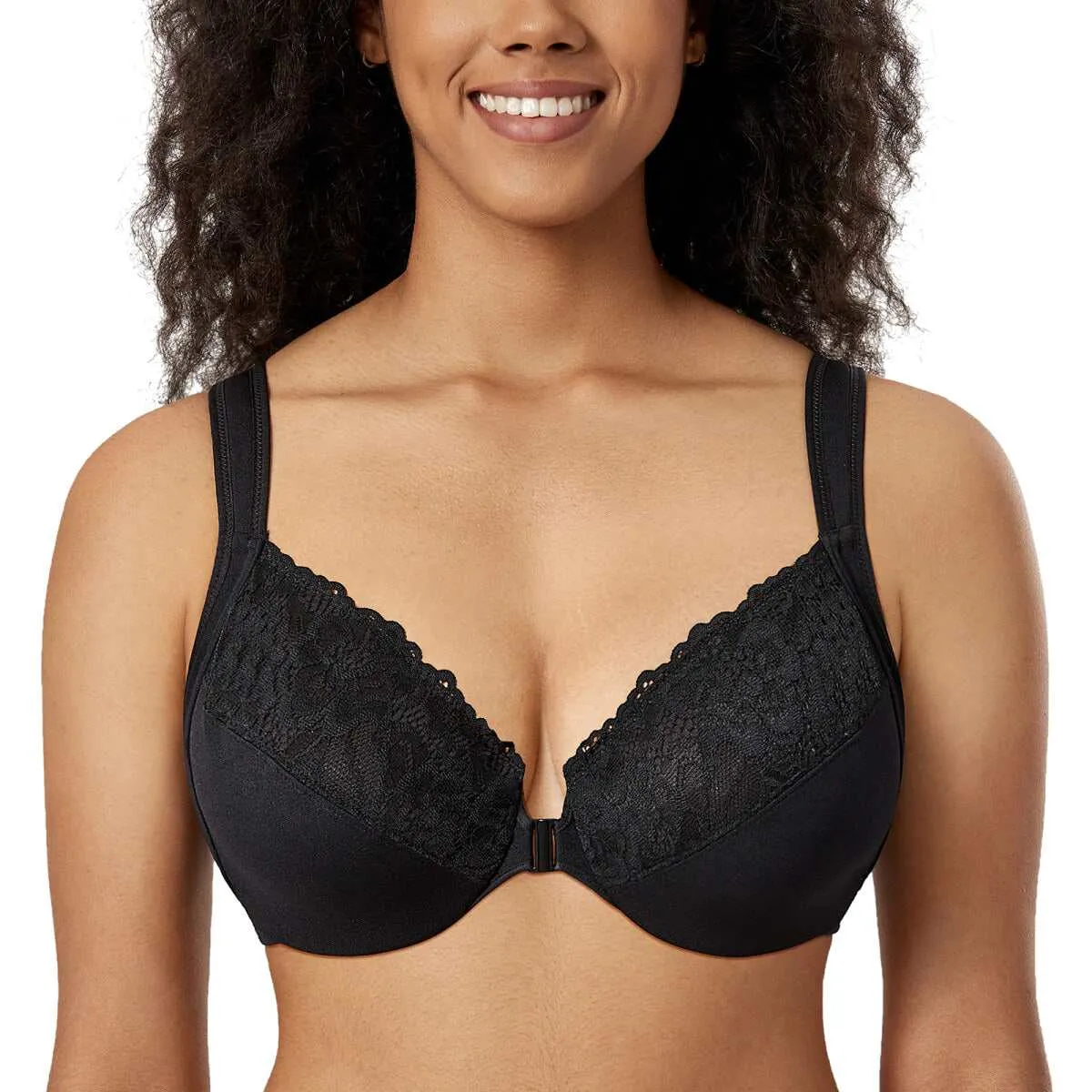 Plus Size Front Closure Lace Underwire Bra sold by Zulily