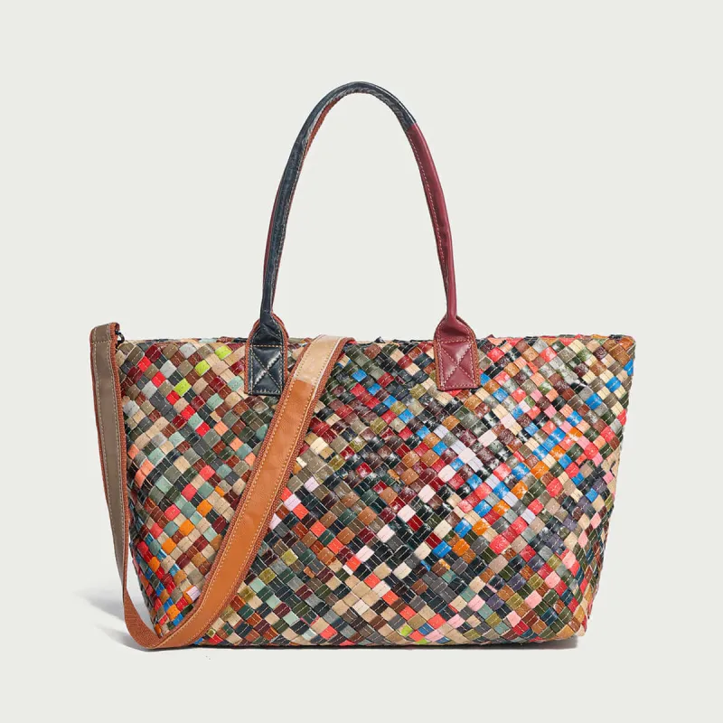 Flamboyant Woven Leather Tote Bag made by Zulily