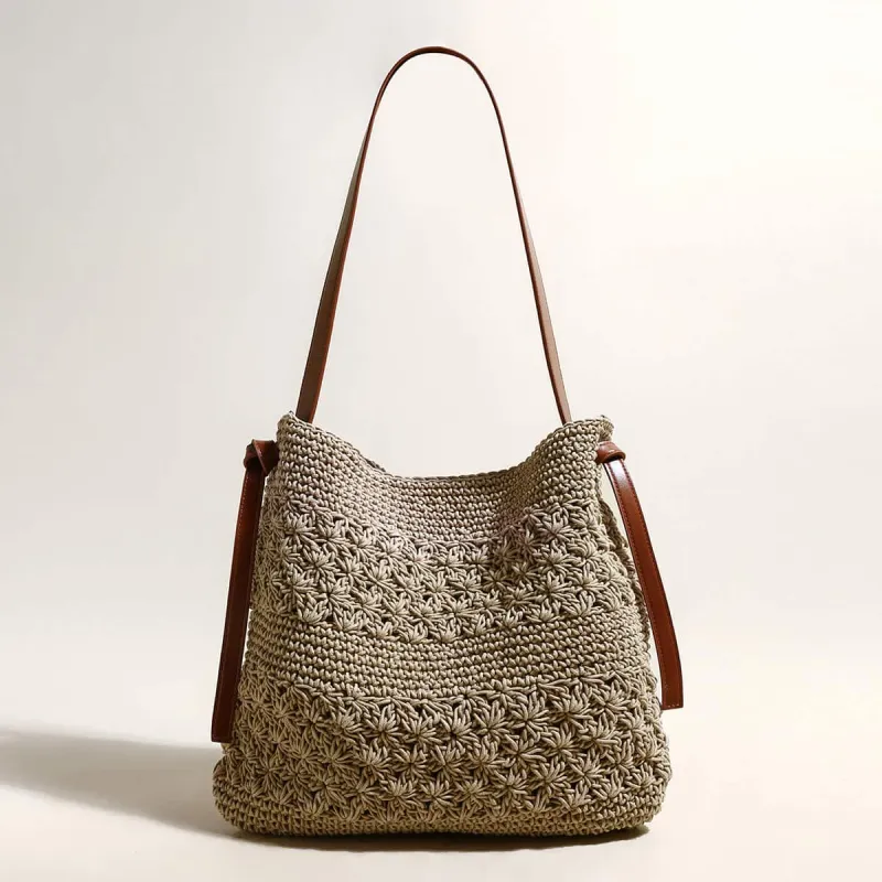 Lightweight Natural Straw Woven Tote Bag made by Zulily