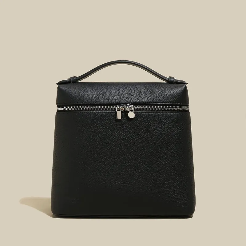 Solid Leather Backpack with Double Zippers made by Zulily