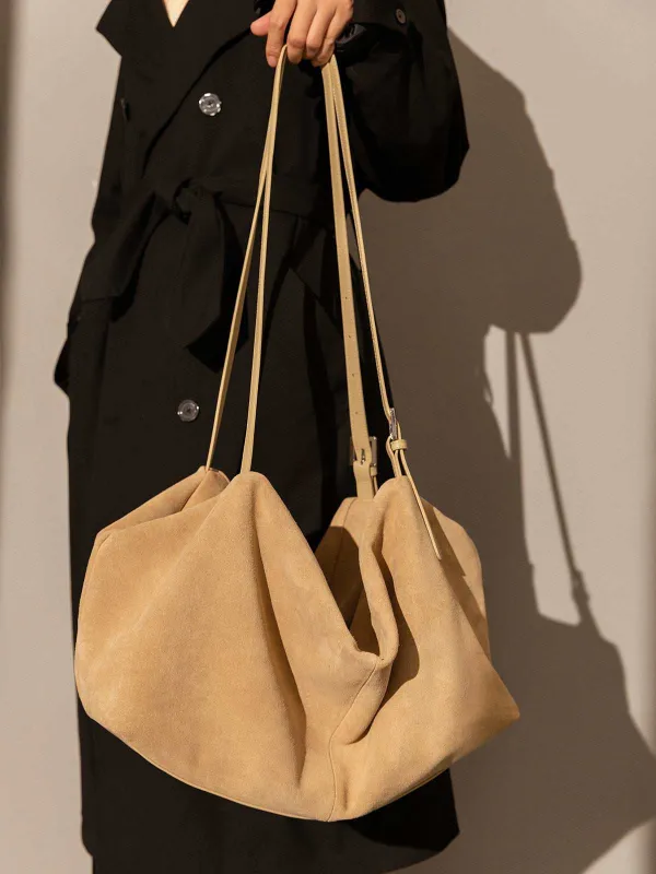 Slouchy Suede Leather Shoulder Bag made by Zulily