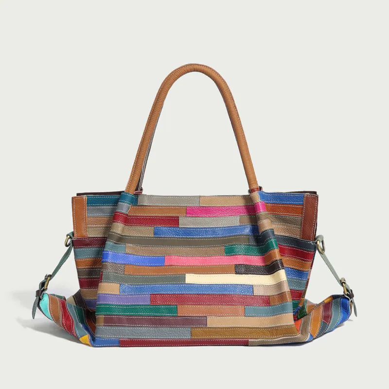 Multicolor Brick Large Leather Tote Bag made by Zulily