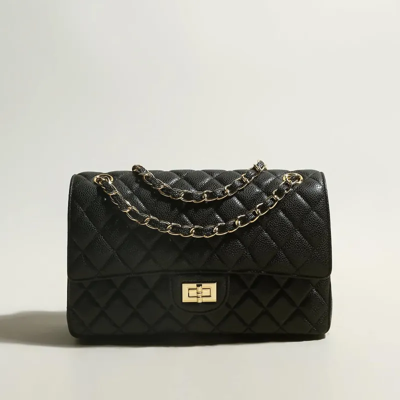 Classic Black Quilted Flap Shoulder Bag made by Zulily
