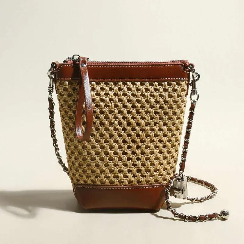 Rustic Rattan Brown Bucket Bag made by Zulily