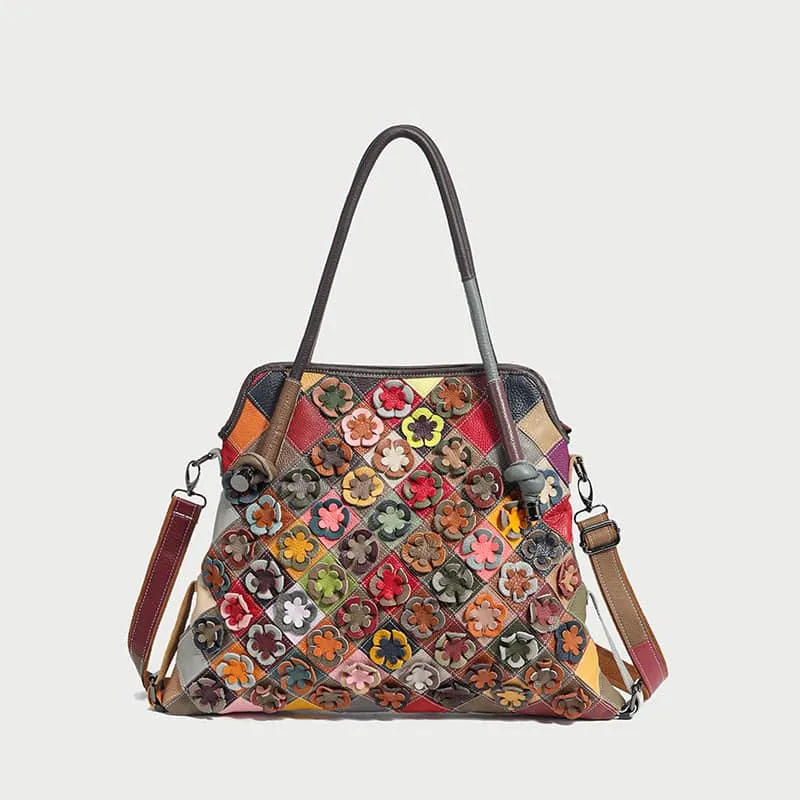 Rainbow Floral Leather Tote Bag made by Zulily
