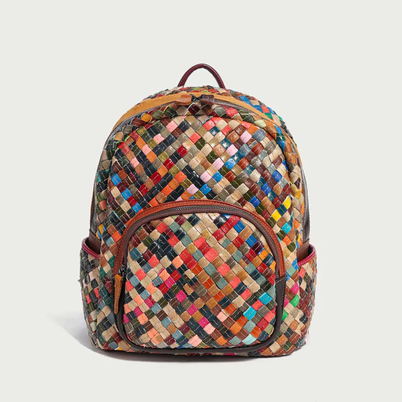 Multicolor Woven Leather School Backpack made by Zulily