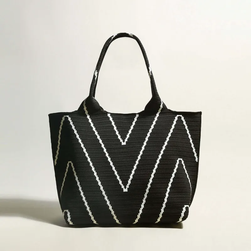 Retro Chevron Black Canvas Tote Bag made by Zulily