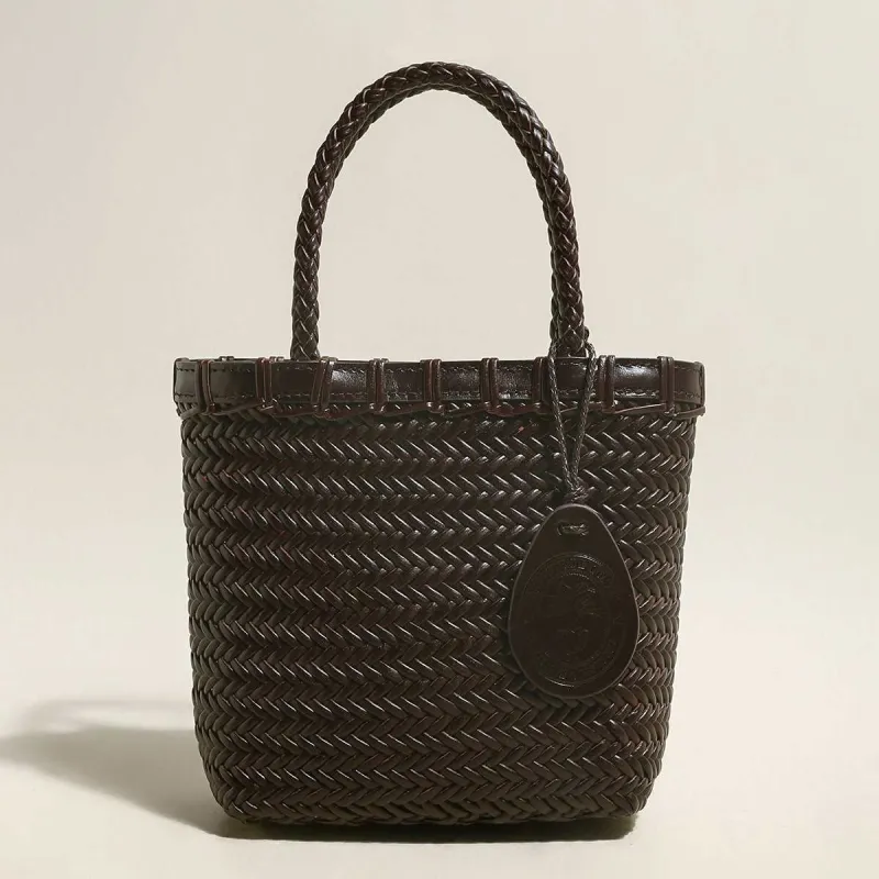 Chocolate Organic Reed Woven Basket Bag made by Zulily