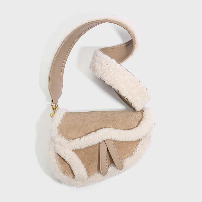 Apricot Beige Furry Saddle Shoulder Bag made by Zulily