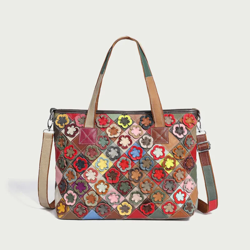 Colorful Hippie Leather Tote Bag made by Zulily