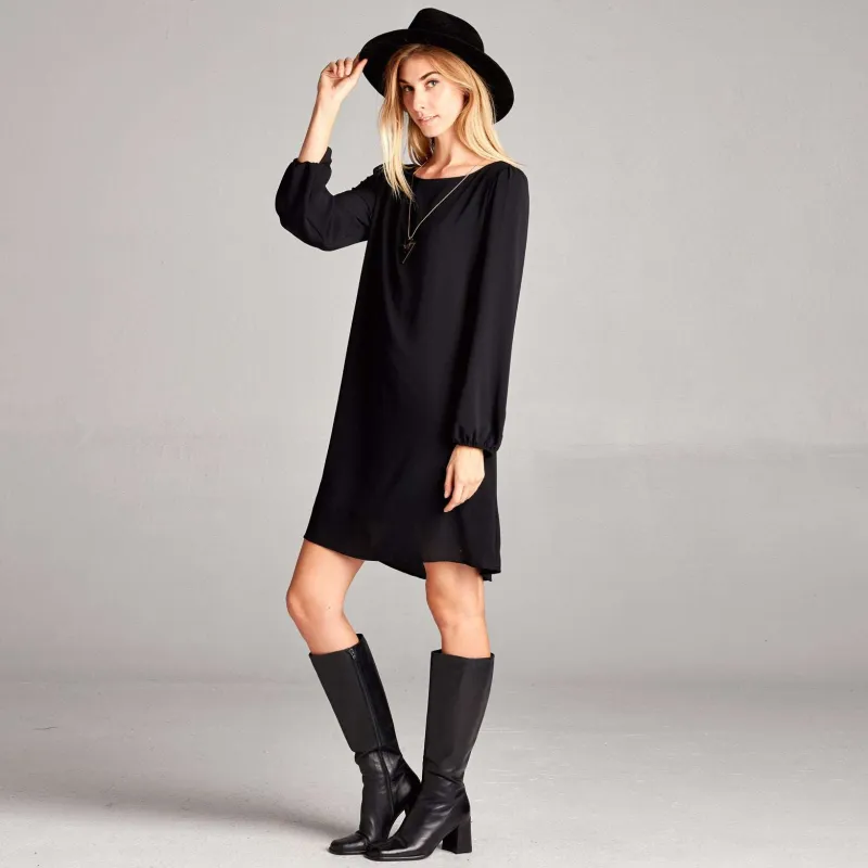 Love, Kuza Women Solid Black Shift Dress made by Zulily