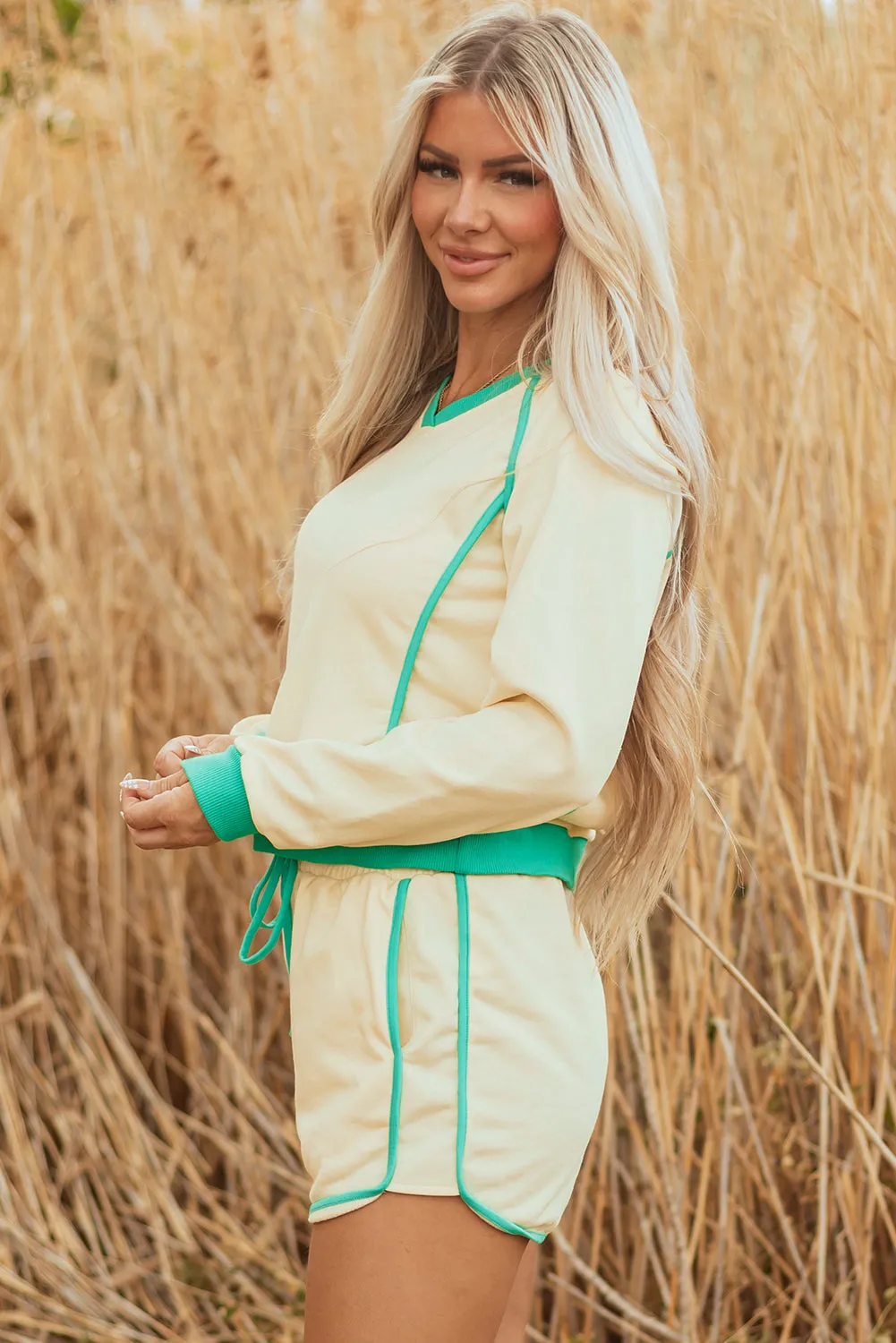 Threaded Pear Wren Long Sleeve Pullover and Drawstring Shorts Outfit sold by Zulily product image thumbnail 3