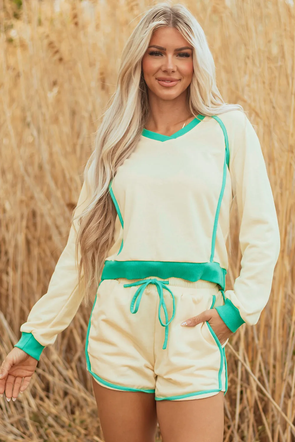 Threaded Pear Wren Long Sleeve Pullover and Drawstring Shorts Outfit sold by Zulily product image thumbnail 4