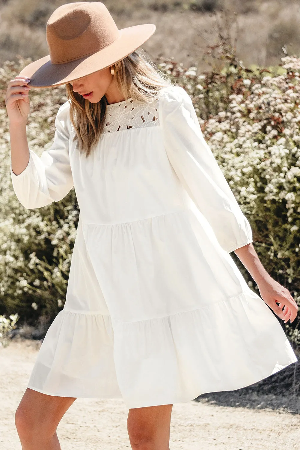 Threaded Pear Whitley Floral Lace Patchwork Tiered Mini Dress sold by Zulily product image thumbnail 3