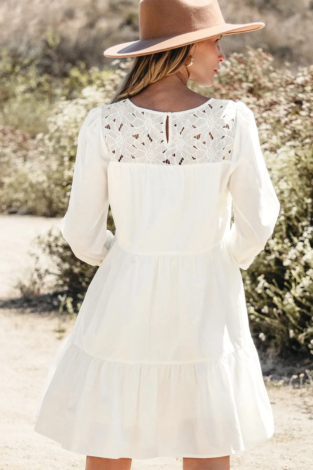 Threaded Pear Whitley Floral Lace Patchwork Tiered Mini Dress sold by Zulily product image thumbnail 2