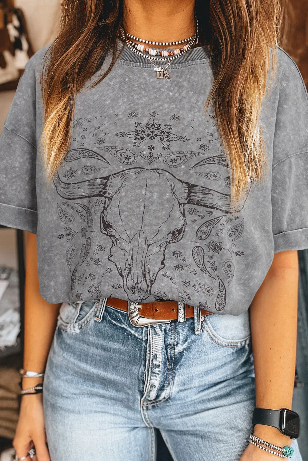 Threaded Pear Western Steer Head Tie Dye Tee sold by Zulily product image thumbnail 2