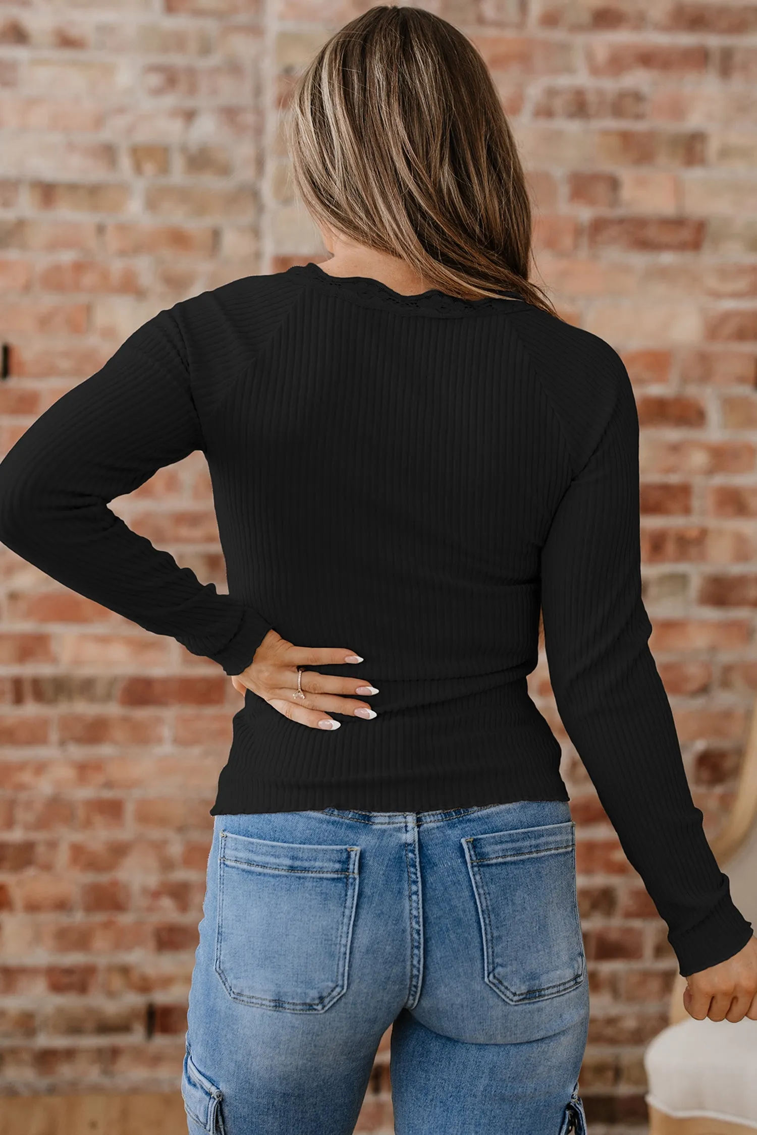 Threaded Pear Waverly Sleeve Ribbed top Long Sleeve Top sold by Zulily product image thumbnail 2