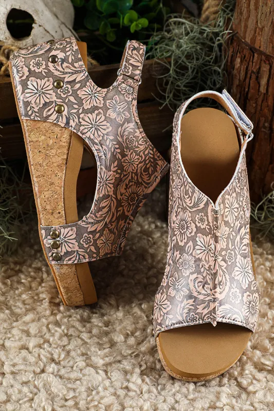 Threaded Pear Vintage Floral Hollowed Platform Sandals made by Threaded Pear