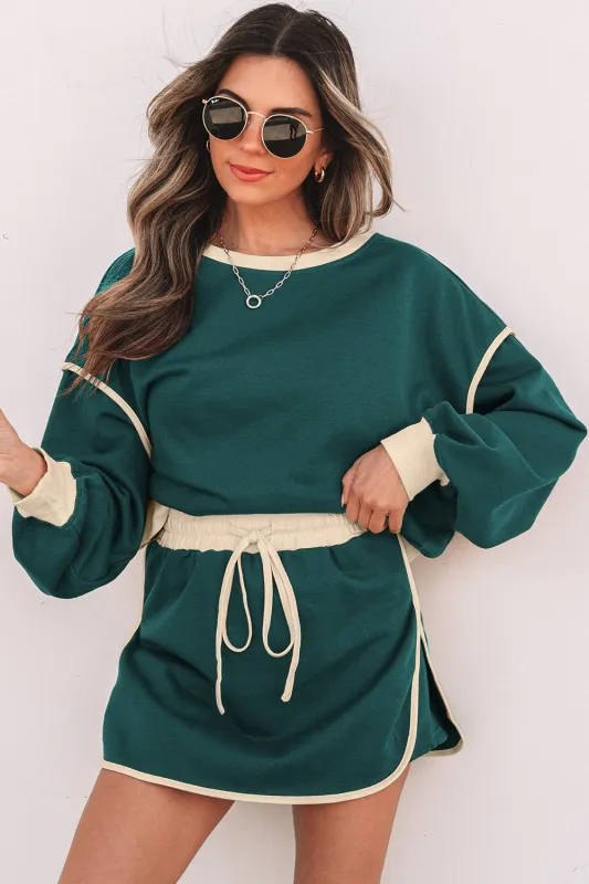 Threaded Pear Violeta Loose Pullover and Lace-up Waist Skort Set made by Threaded Pear