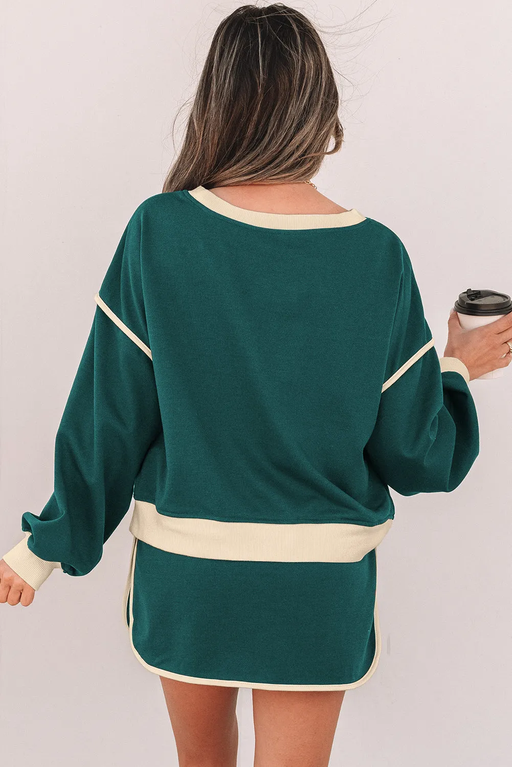 Threaded Pear Violeta Loose Pullover and Lace-up Waist Skort Set sold by Zulily product image thumbnail 2