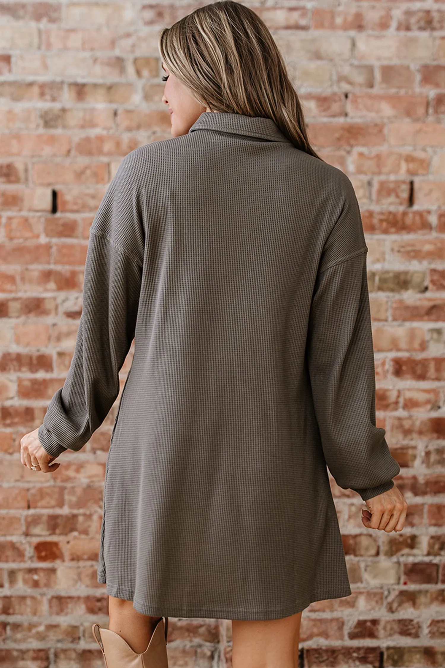 Threaded Pear Viviana Taupe Waffle Knit Shirt sold by Zulily product image thumbnail 2