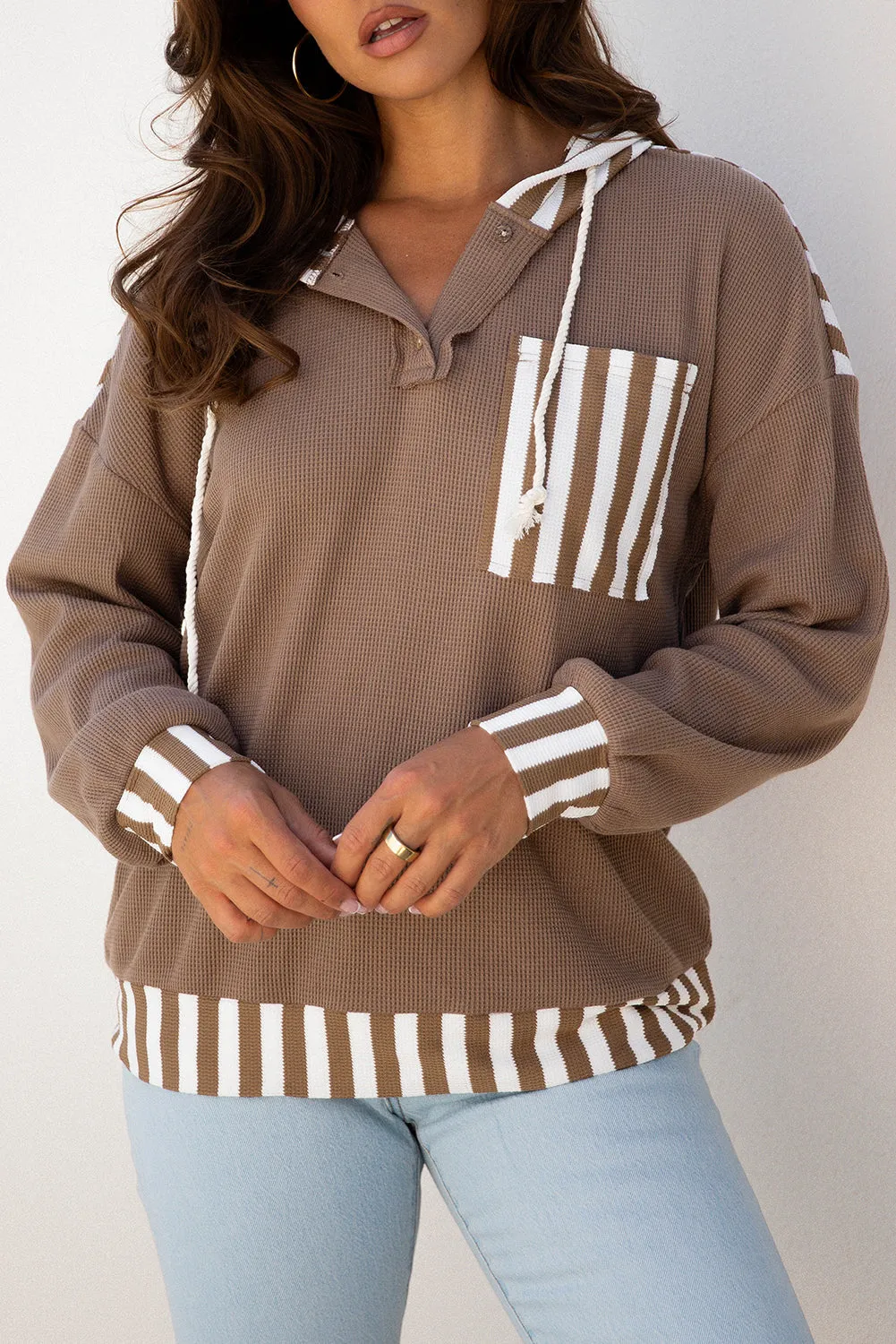 Threaded Pear Tilly Striped Patchwork Drawstring Hoodie sold by Zulily product image thumbnail 5