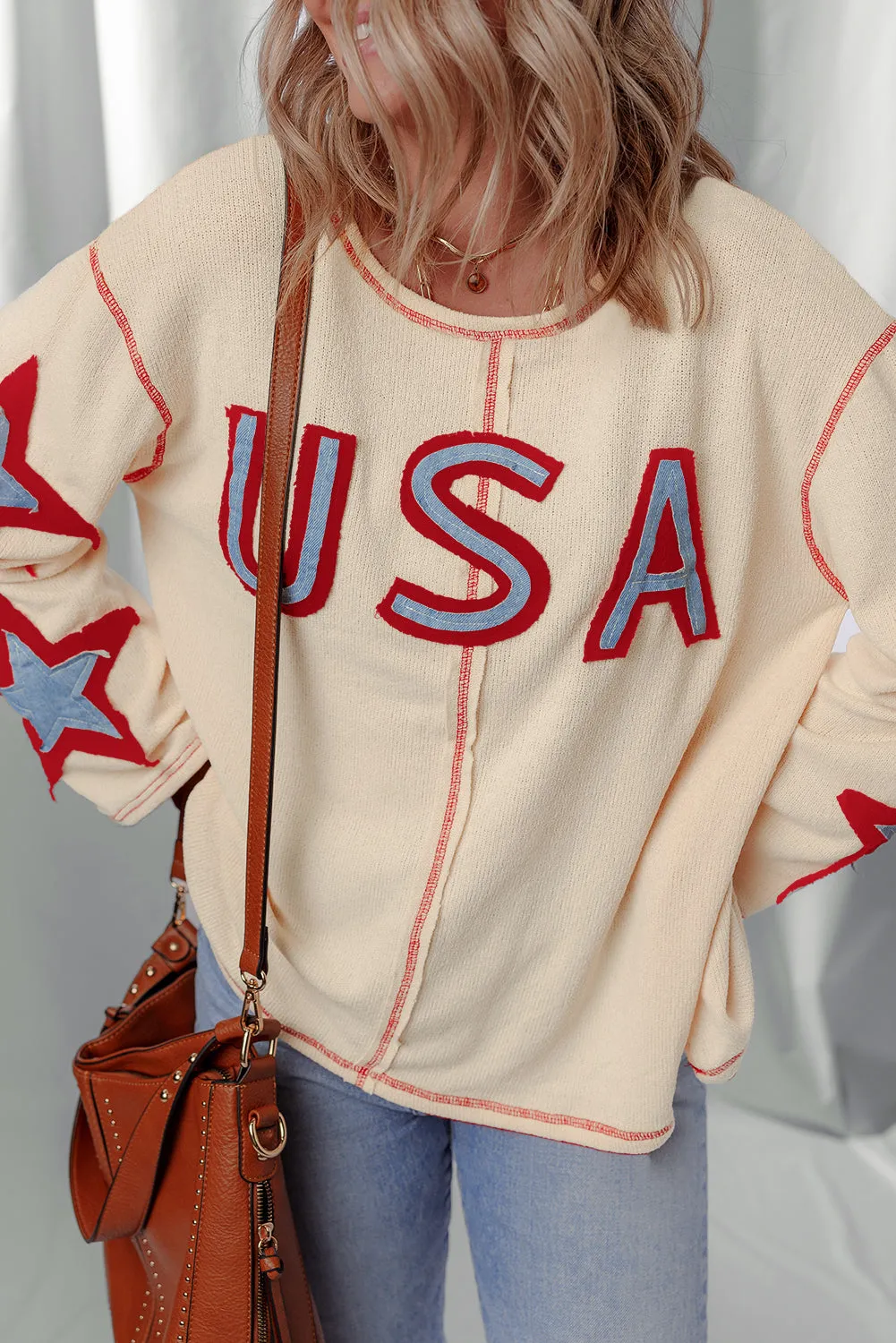 Threaded Pear USA Patchwork Exposed Seam Long Sleeve Top sold by Zulily product image thumbnail 3
