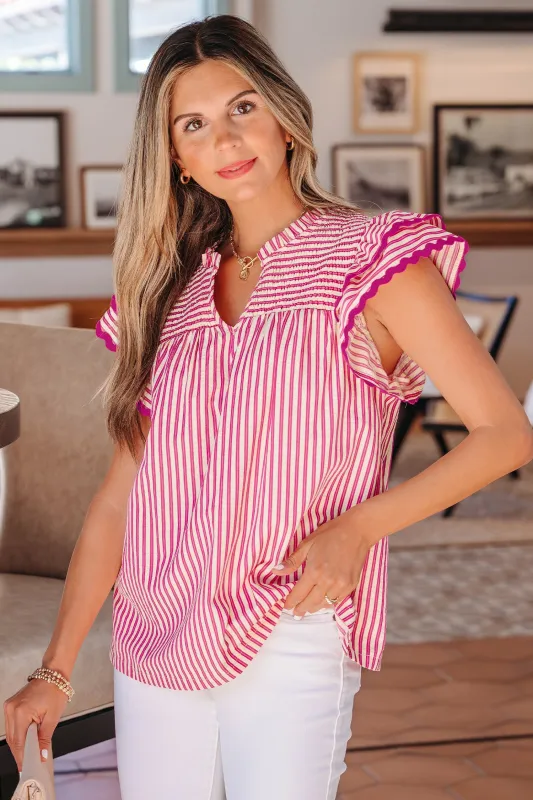 Threaded Pear Treasure Ruffled Short Sleeve Blouse made by Threaded Pear