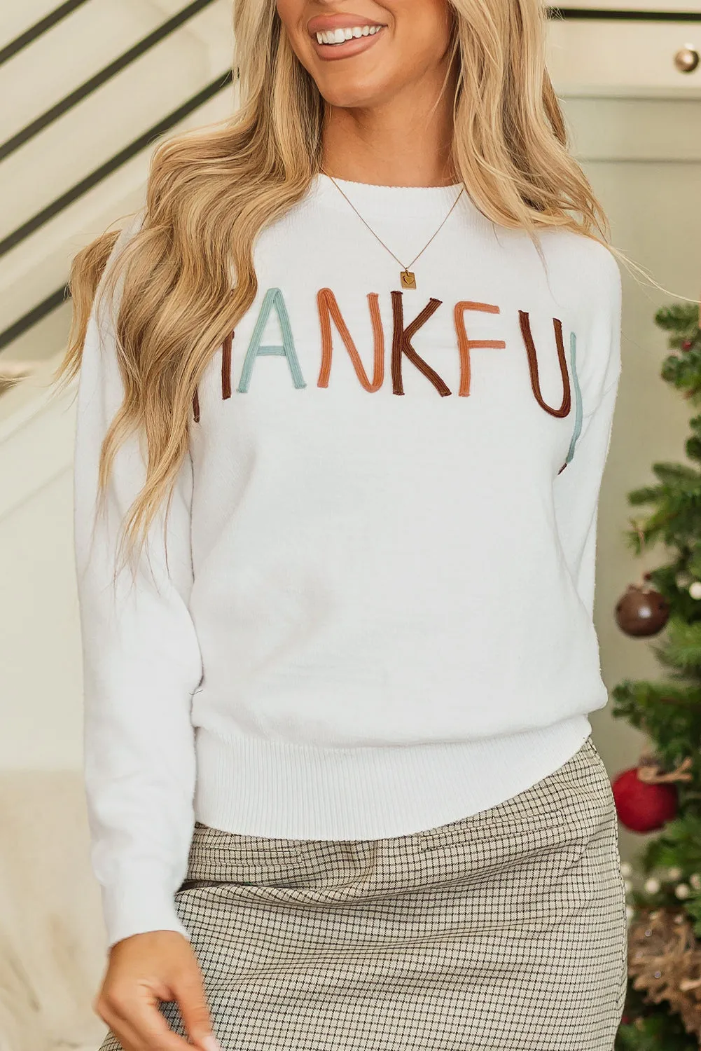 Threaded Pear Thankful Embroidered Sweater sold by Zulily product image thumbnail 5