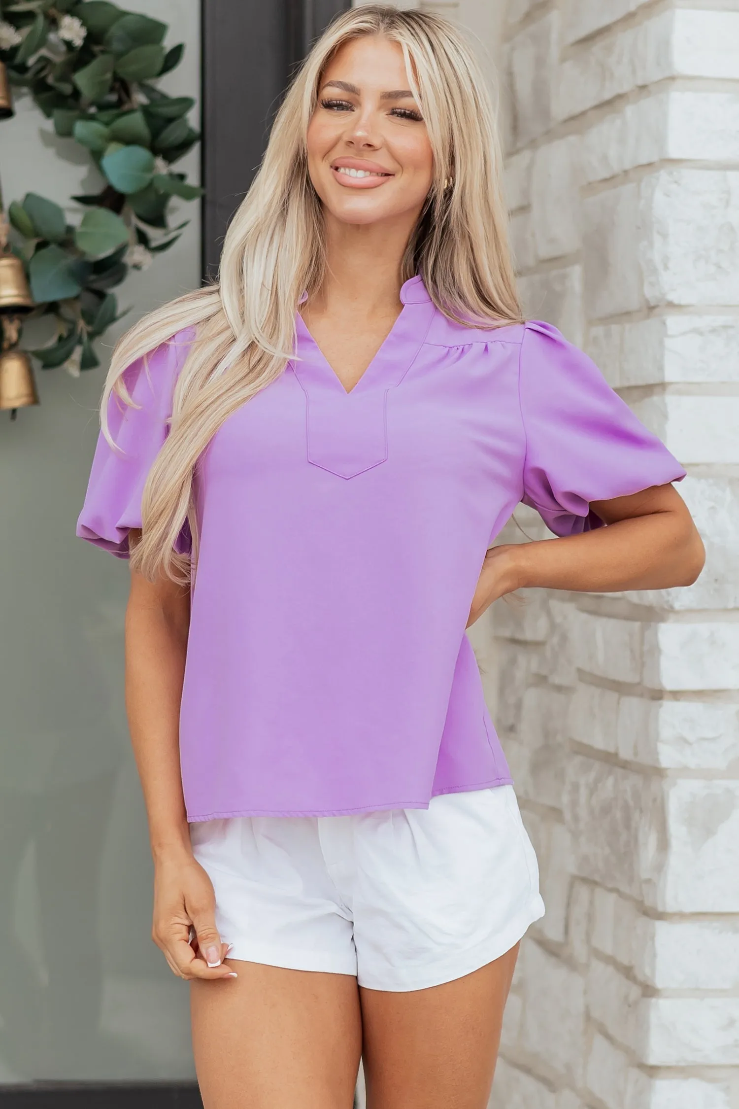 Threaded Pear Taylor Puff Sleeve Summer Blouse sold by Zulily