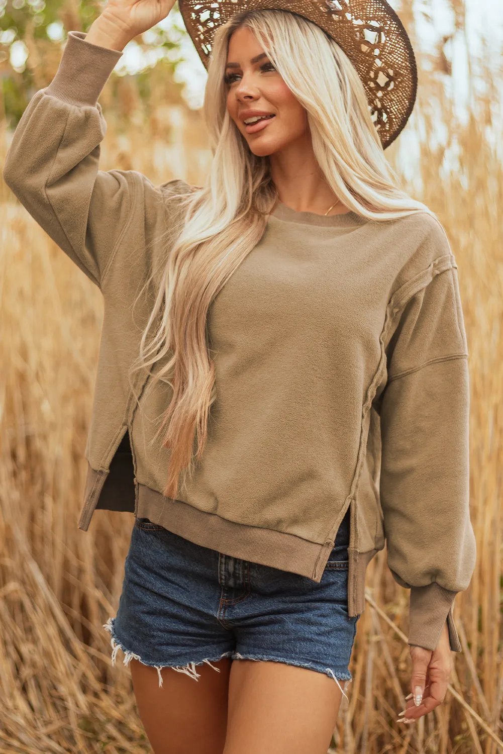 Threaded Pear TatumFuzzy Sherpa Splicing Pullover Sweatshirt sold by Zulily