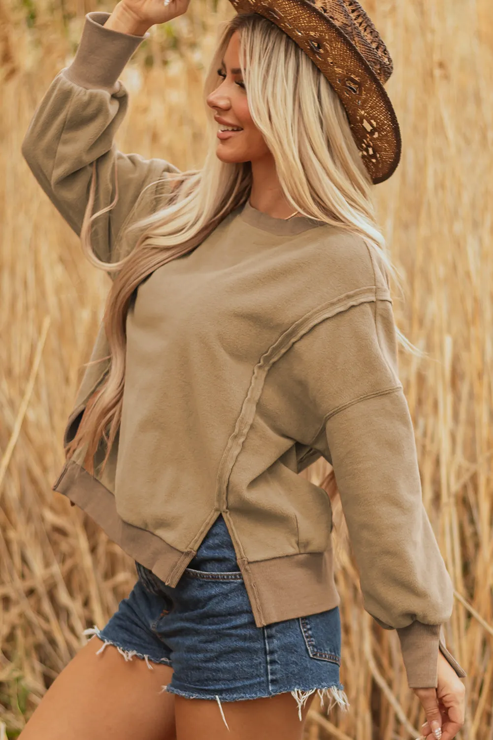 Threaded Pear TatumFuzzy Sherpa Splicing Pullover Sweatshirt sold by Zulily product image thumbnail 3