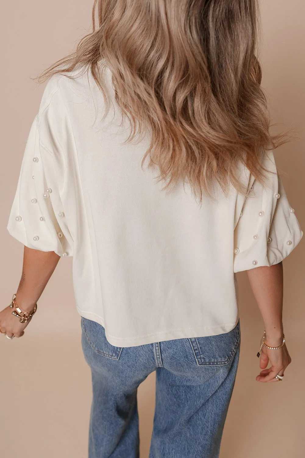 Threaded Pear Sylvia Pearled Puff Sleeve Loose Top sold by Zulily product image thumbnail 2