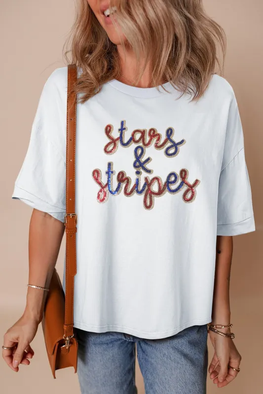 Threaded Pear Stars & stripes sequin Loose Tee made by Threaded Pear