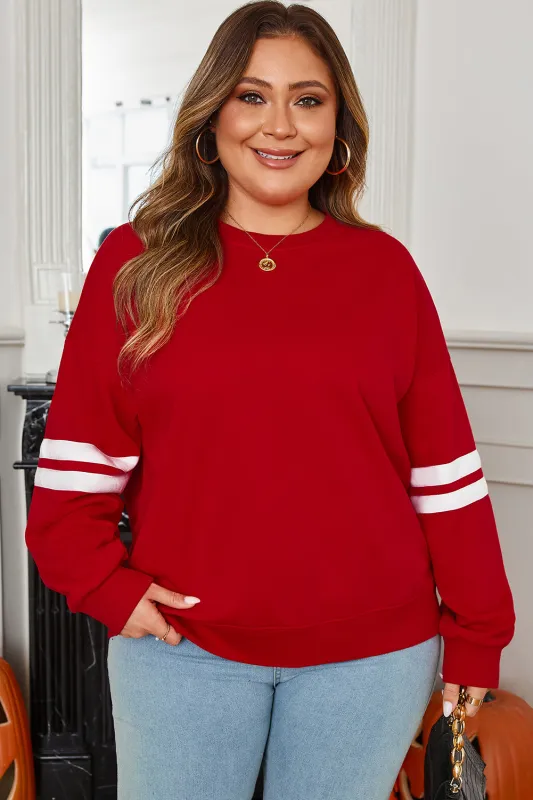 Threaded Pear Sophia Varsity Striped Detail Sweatshirt made by Threaded Pear