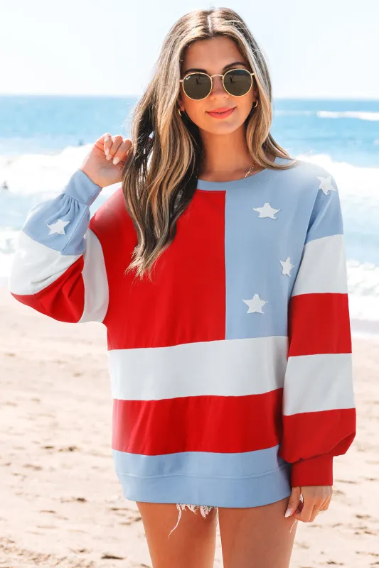 Threaded Pear Simone Flag Vintage Oversized Pullover made by Threaded Pear
