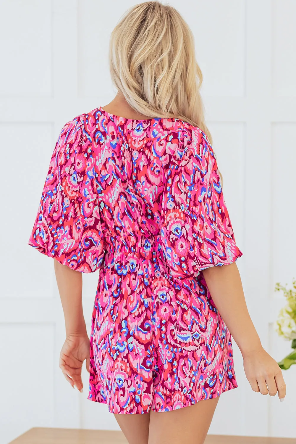 Threaded Pear Sevyn Abstract V Neck High Waist Romper sold by Zulily product image thumbnail 2