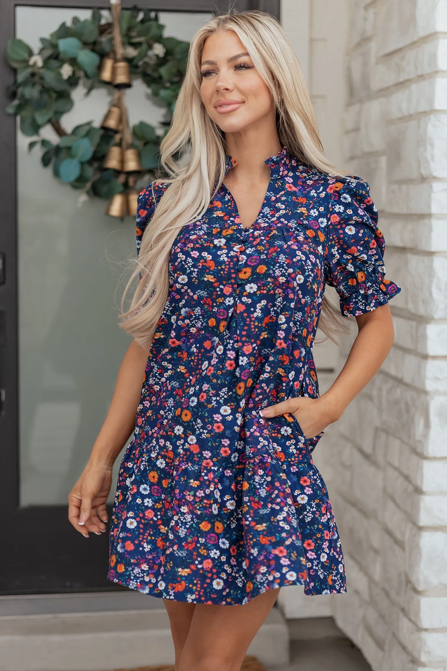Threaded Pear Serenity Puff Sleeve Mini Dress sold by Zulily