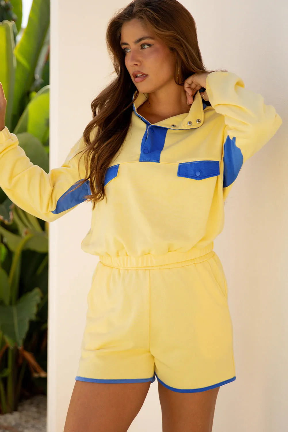 Threaded Pear Shelby Patchwork Half Button Pullover and Shorts Outfit sold by Zulily product image thumbnail 5