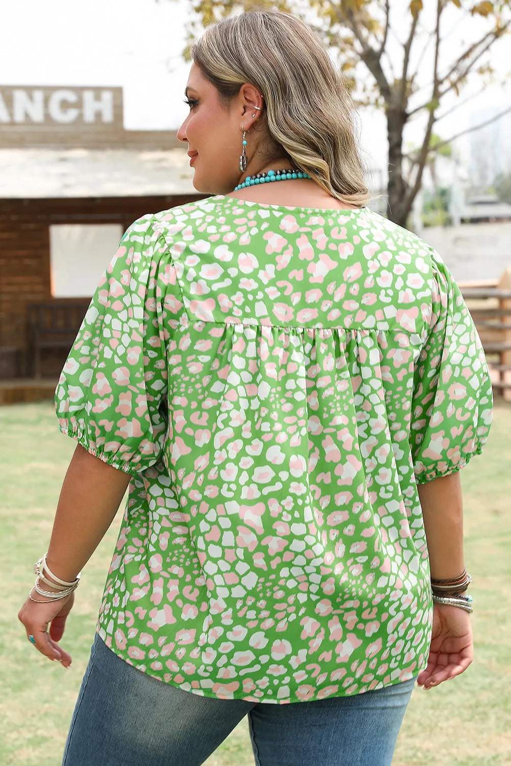 Threaded Pear Selena Plus Size Floral Tassel Tie Blouse sold by Zulily product image thumbnail 2