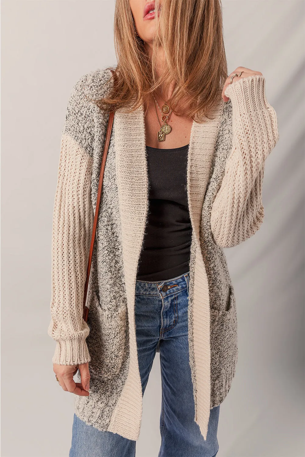 Threaded Pear Sarah Side Pockets Open Front Cardigan sold by Zulily product image thumbnail 3