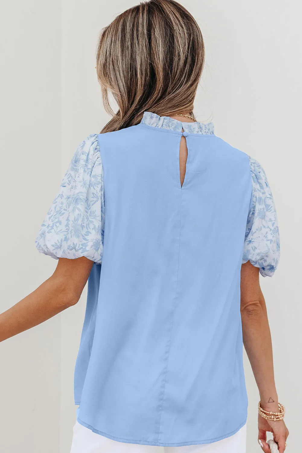 Threaded Pear Saanvi Lace Floral Puff Sleeve Loose Blouse sold by Zulily product image thumbnail 2