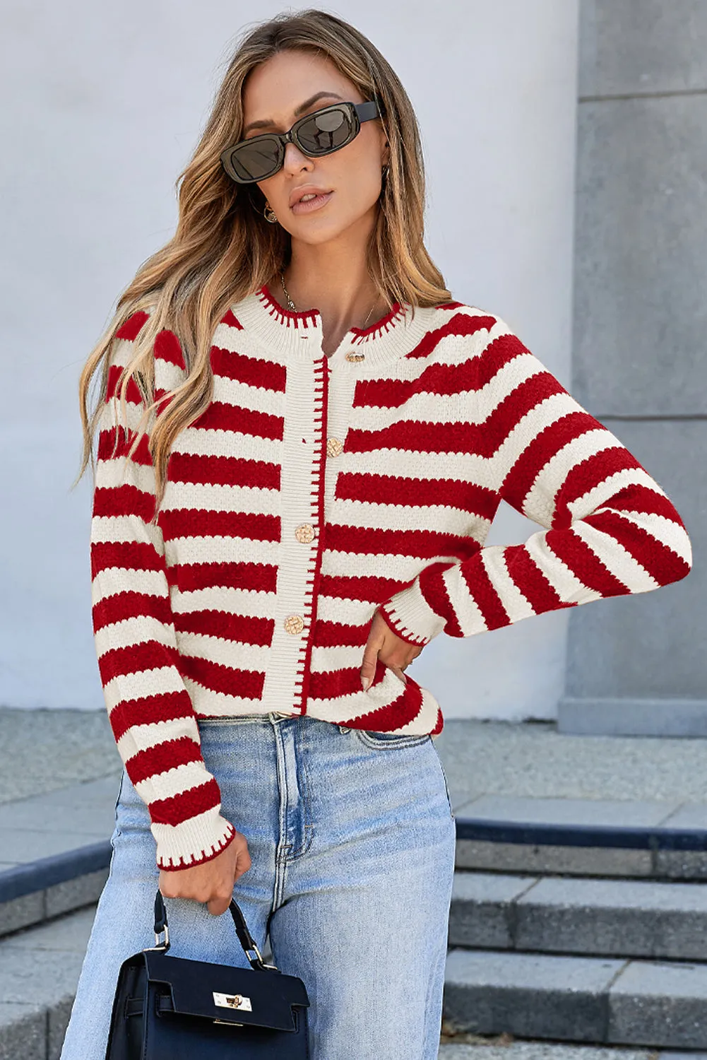 Threaded Pear Rylee Stripe Button Cardigan Sweater sold by Zulily