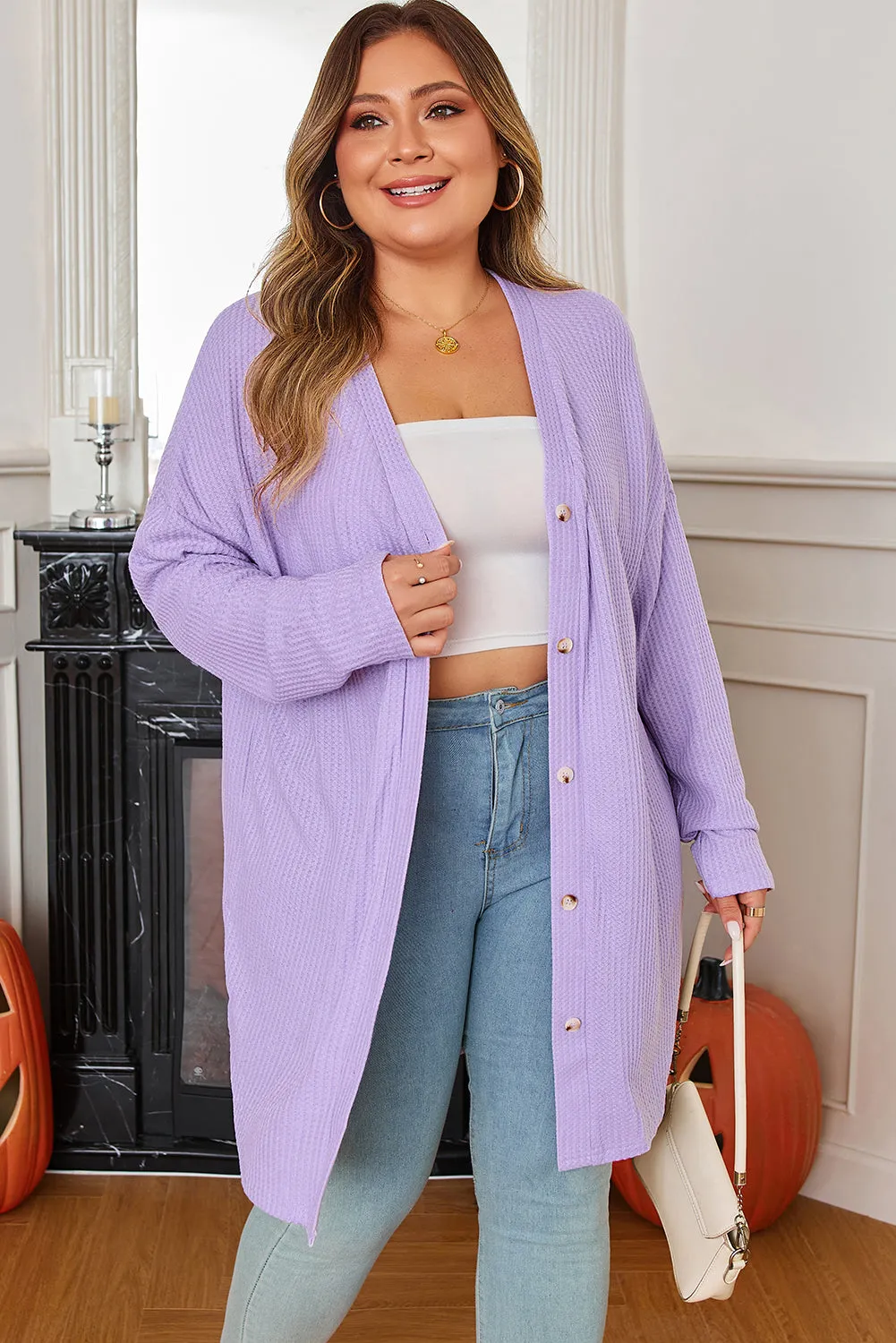 Threaded Pear Rosie Waffle Knit Front PLUS Cardigan sold by Zulily product image thumbnail 3